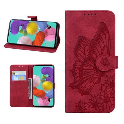 For iPhone 13 mini Retro Skin Feel Butterflies Embossing Horizontal Flip Leather Case with Holder & Card Slots & Wallet (Red) by buy2fix
