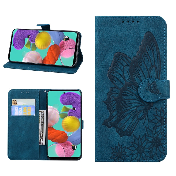 For iPhone 13 mini Retro Skin Feel Butterflies Embossing Horizontal Flip Leather Case with Holder & Card Slots & Wallet (Blue) by buy2fix