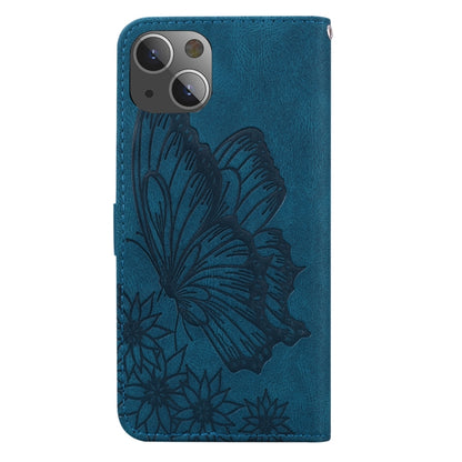 For iPhone 13 mini Retro Skin Feel Butterflies Embossing Horizontal Flip Leather Case with Holder & Card Slots & Wallet (Blue) by buy2fix