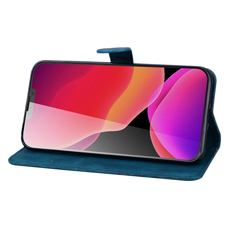 For iPhone 13 mini Retro Skin Feel Butterflies Embossing Horizontal Flip Leather Case with Holder & Card Slots & Wallet (Blue) by buy2fix