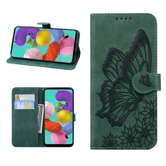 For iPhone 13 mini Retro Skin Feel Butterflies Embossing Horizontal Flip Leather Case with Holder & Card Slots & Wallet (Green) by buy2fix