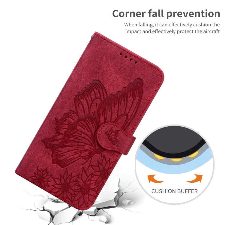 For iPhone 13 Retro Skin Feel Butterflies Embossing Horizontal Flip Leather Case with Holder & Card Slots & Wallet(Red) - iPhone 13 Cases by buy2fix | Online Shopping UK | buy2fix