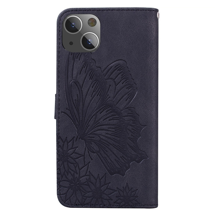 For iPhone 13 Retro Skin Feel Butterflies Embossing Horizontal Flip Leather Case with Holder & Card Slots & Wallet(Black) - iPhone 13 Cases by buy2fix | Online Shopping UK | buy2fix