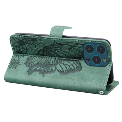 For iPhone 13 Pro Retro Skin Feel Butterflies Embossing Horizontal Flip Leather Case with Holder & Card Slots & Wallet (Green) - iPhone 13 Pro Cases by buy2fix | Online Shopping UK | buy2fix
