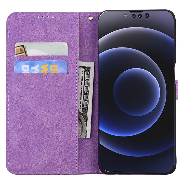 For iPhone 13 Pro Retro Skin Feel Butterflies Embossing Horizontal Flip Leather Case with Holder & Card Slots & Wallet (Purple) - iPhone 13 Pro Cases by buy2fix | Online Shopping UK | buy2fix