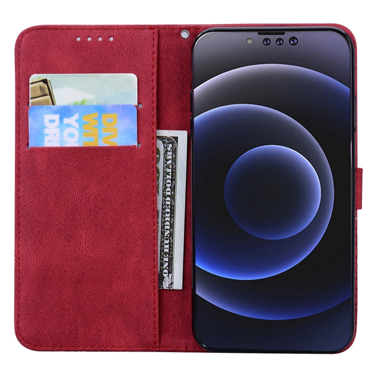 For iPhone 13 Pro Max Retro Skin Feel Butterflies Embossing Horizontal Flip Leather Case with Holder & Card Slots & Wallet (Red) - iPhone 13 Pro Max Cases by buy2fix | Online Shopping UK | buy2fix