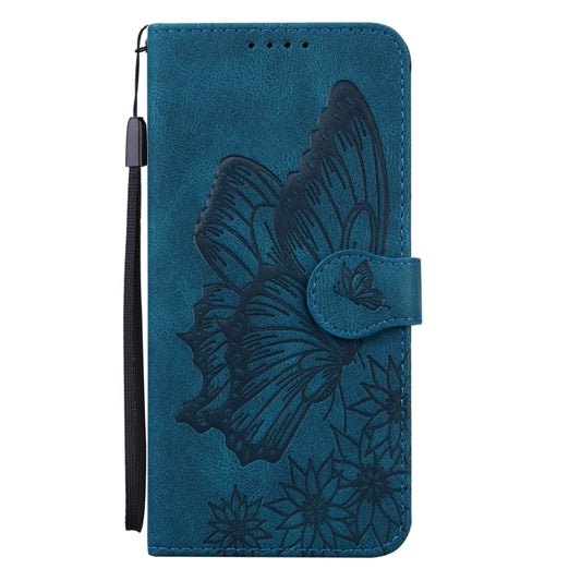 For iPhone 13 Pro Max Retro Skin Feel Butterflies Embossing Horizontal Flip Leather Case with Holder & Card Slots & Wallet (Blue) by buy2fix