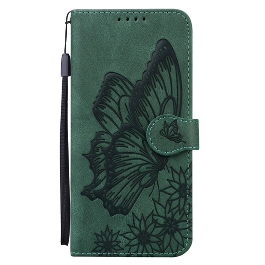For iPhone 13 Pro Max Retro Skin Feel Butterflies Embossing Horizontal Flip Leather Case with Holder & Card Slots & Wallet (Green) by buy2fix