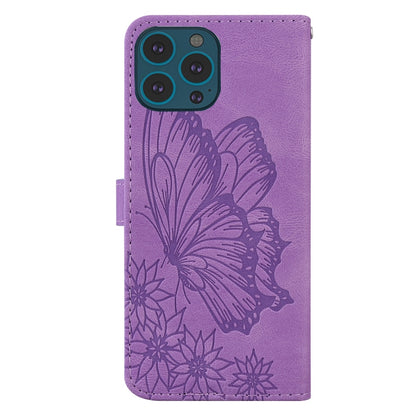 For iPhone 13 Pro Max Retro Skin Feel Butterflies Embossing Horizontal Flip Leather Case with Holder & Card Slots & Wallet (Purple) - iPhone 13 Pro Max Cases by buy2fix | Online Shopping UK | buy2fix