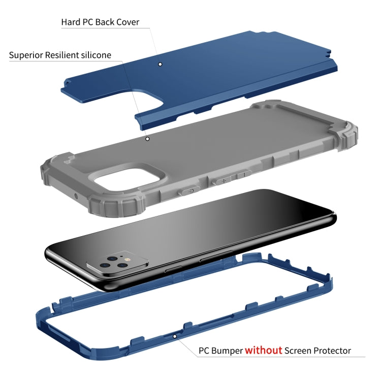 For Google Pixel 4 3 in 1 Shockproof PC + Silicone Protective Case(Navy Blue + Grey) - Google Cases by buy2fix | Online Shopping UK | buy2fix