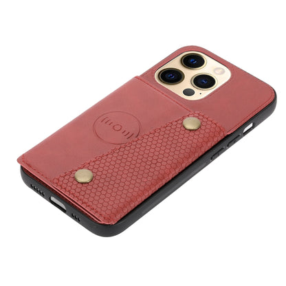 For iPhone 13 Double Buckle PU + TPU Shockproof Magnetic Protective Case with Card Slot & Holder(Red) - iPhone 13 Cases by buy2fix | Online Shopping UK | buy2fix