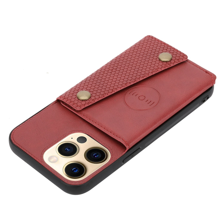 For iPhone 13 Pro Max Double Buckle PU + TPU Shockproof Magnetic Protective Case with Card Slot & Holder (Red) - iPhone 13 Pro Max Cases by buy2fix | Online Shopping UK | buy2fix