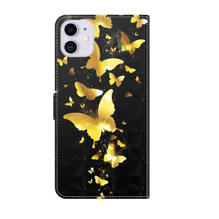 For iPhone 13 mini 3D Painting Pattern Horizontal Flip TPU + PU Leather Case with Holder & Card Slots & Wallet (Gold Butterflies) - iPhone 13 mini Cases by buy2fix | Online Shopping UK | buy2fix