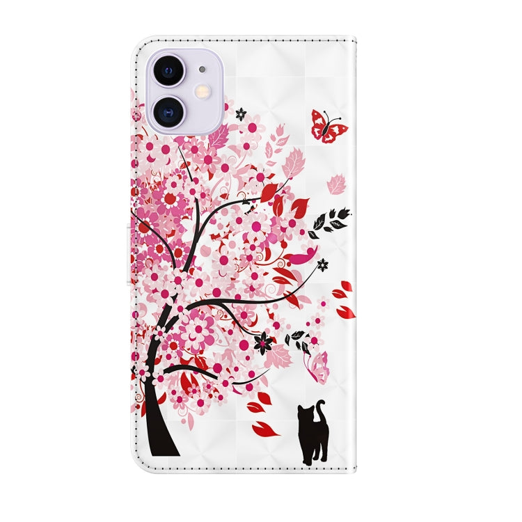 For iPhone 13 mini 3D Painting Pattern Horizontal Flip TPU + PU Leather Case with Holder & Card Slots & Wallet (Cat Under The Tree) - iPhone 13 mini Cases by buy2fix | Online Shopping UK | buy2fix