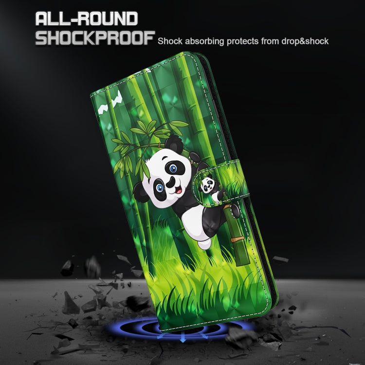 For iPhone 13 mini 3D Painting Pattern Horizontal Flip TPU + PU Leather Case with Holder & Card Slots & Wallet (Panda Climbing Bamboo) by buy2fix