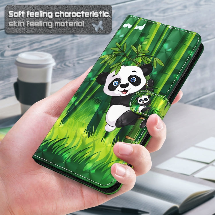 For iPhone 13 mini 3D Painting Pattern Horizontal Flip TPU + PU Leather Case with Holder & Card Slots & Wallet (Panda Climbing Bamboo) - iPhone 13 mini Cases by buy2fix | Online Shopping UK | buy2fix