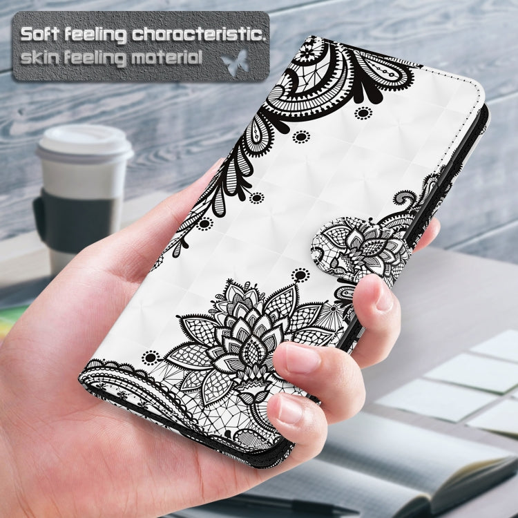 For iPhone 13 mini 3D Painting Pattern Horizontal Flip TPU + PU Leather Case with Holder & Card Slots & Wallet (Diagonal Black Flower) - iPhone 13 mini Cases by buy2fix | Online Shopping UK | buy2fix