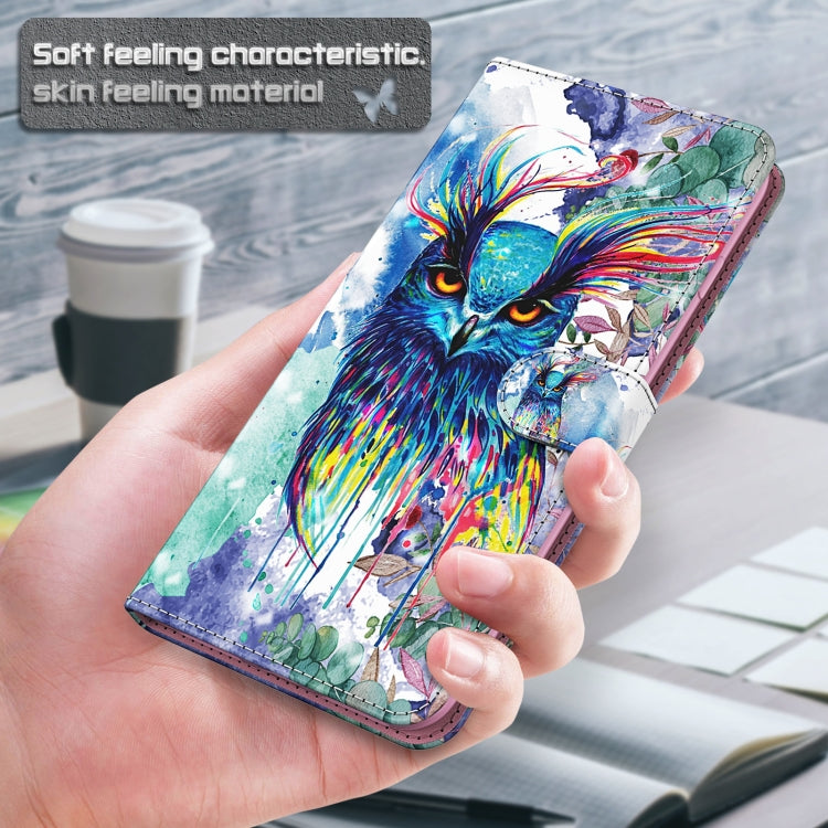 For iPhone 13 mini 3D Painting Pattern Horizontal Flip TPU + PU Leather Case with Holder & Card Slots & Wallet (Watercolor Owl) by buy2fix