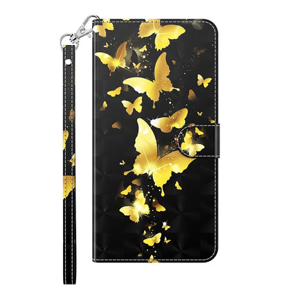 For iPhone 13 3D Painting Pattern Horizontal Flip TPU + PU Leather Case with Holder & Card Slots & Wallet(Gold Butterflies) - iPhone 13 Cases by buy2fix | Online Shopping UK | buy2fix