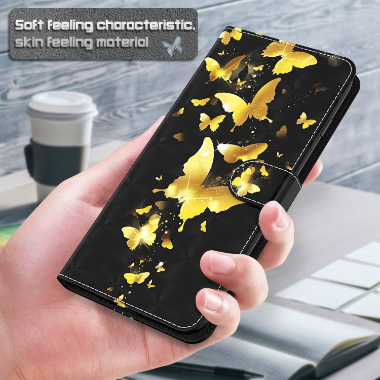 For iPhone 13 3D Painting Pattern Horizontal Flip TPU + PU Leather Case with Holder & Card Slots & Wallet(Gold Butterflies) - iPhone 13 Cases by buy2fix | Online Shopping UK | buy2fix