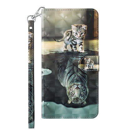 For iPhone 13 3D Painting Pattern Horizontal Flip TPU + PU Leather Case with Holder & Card Slots & Wallet(Cat Tiger) - iPhone 13 Cases by buy2fix | Online Shopping UK | buy2fix