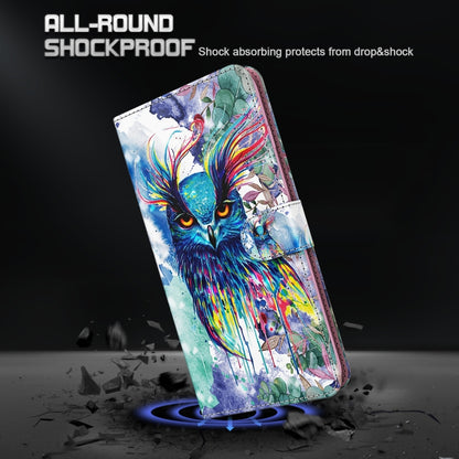 For iPhone 13 3D Painting Pattern Horizontal Flip TPU + PU Leather Case with Holder & Card Slots & Wallet(Watercolor Owl) - iPhone 13 Cases by buy2fix | Online Shopping UK | buy2fix