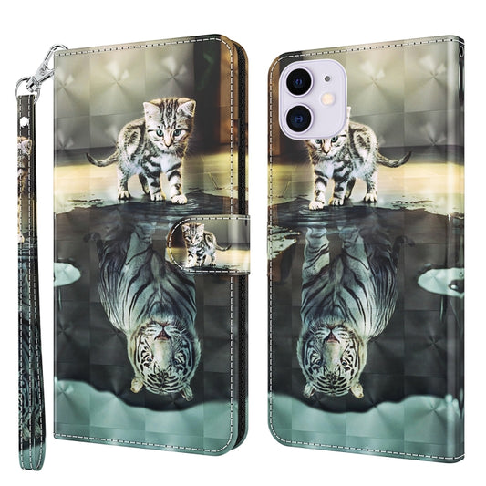 For iPhone 13 Pro 3D Painting Pattern Horizontal Flip TPU + PU Leather Case with Holder & Card Slots & Wallet (Cat Tiger) - iPhone 13 Pro Cases by buy2fix | Online Shopping UK | buy2fix