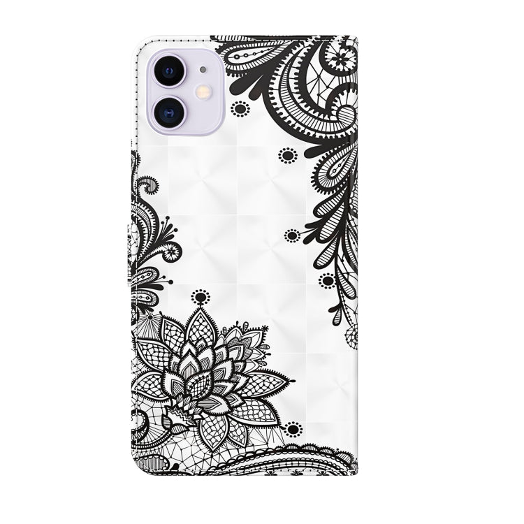 For iPhone 13 Pro 3D Painting Pattern Horizontal Flip TPU + PU Leather Case with Holder & Card Slots & Wallet (Diagonal Black Flower) - iPhone 13 Pro Cases by buy2fix | Online Shopping UK | buy2fix