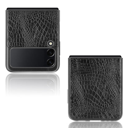 For Samsung Galaxy Z Flip3 5G Shockproof Crocodile Texture PC + PU Case(Black) by buy2fix