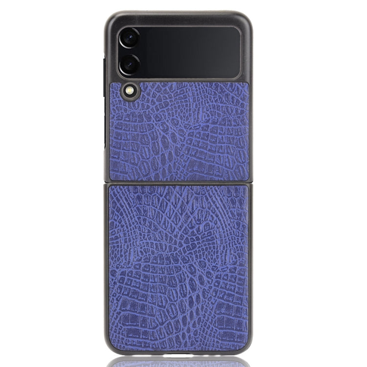 For Samsung Galaxy Z Flip3 5G Shockproof Crocodile Texture PC + PU Case(Blue) by buy2fix