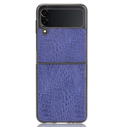 For Samsung Galaxy Z Flip3 5G Shockproof Crocodile Texture PC + PU Case(Blue) by buy2fix