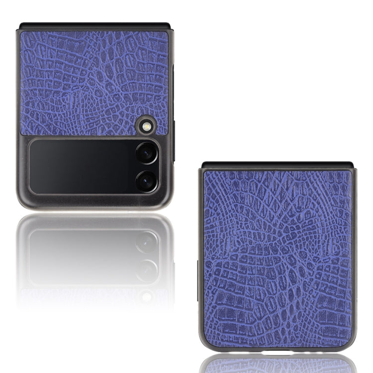 For Samsung Galaxy Z Flip3 5G Shockproof Crocodile Texture PC + PU Case(Blue) by buy2fix