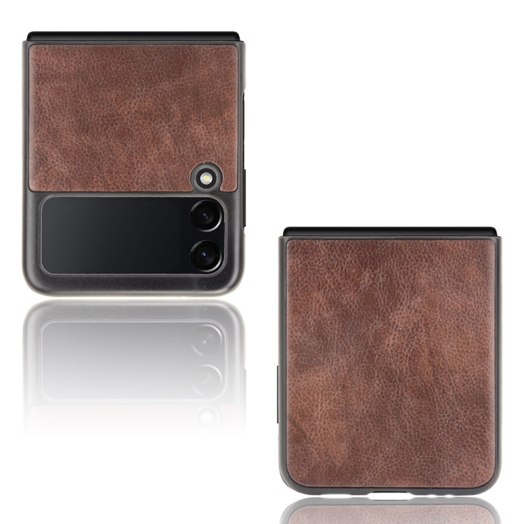 For Samsung Galaxy Z Flip3 5G Shockproof Litchi Texture PC + PU Case(Brown) by buy2fix