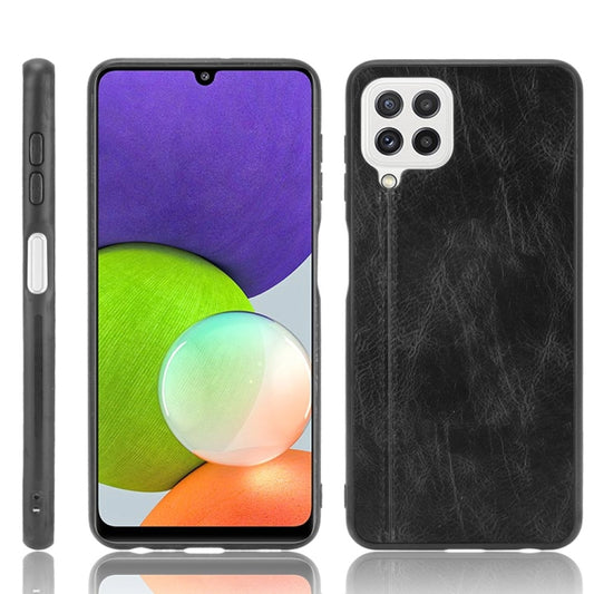 For Samsung Galaxy A22 4G Shockproof Sewing Cow Pattern Skin PC + PU + TPU Case(Black) by buy2fix