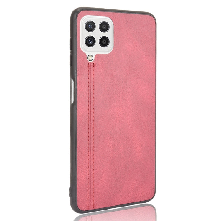 For Samsung Galaxy A22 4G Shockproof Sewing Cow Pattern Skin PC + PU + TPU Case(Red) by buy2fix