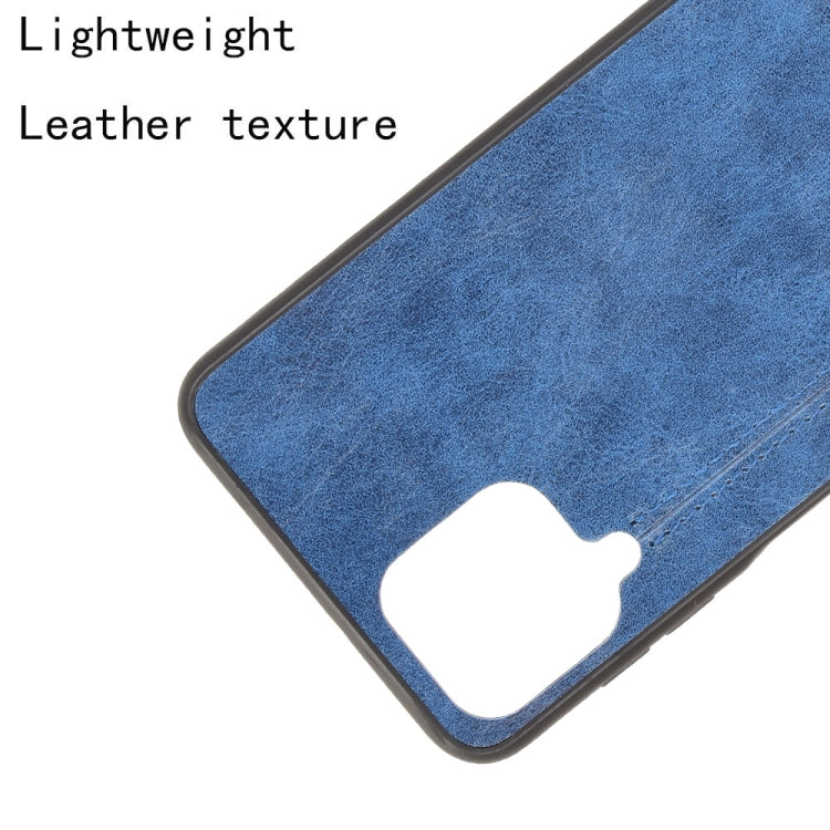 For Samsung Galaxy A22 4G Shockproof Sewing Cow Pattern Skin PC + PU + TPU Case(Blue) by buy2fix