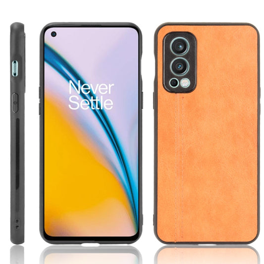 For OnePlus Nord 2 5G Shockproof Sewing Cow Pattern Skin PC + PU + TPU Case(Orange) - OnePlus Cases by buy2fix | Online Shopping UK | buy2fix