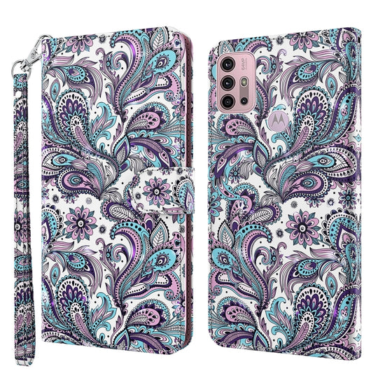 For Motorola Moto G30/G10/G20 3D Painting Pattern Horizontal Flip TPU + PU Leather Case with Holder & Card Slots & Wallet(Swirl Pattern)
