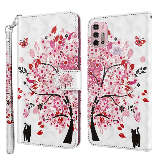 For Motorola Moto G30/G10/G20 3D Painting Pattern Horizontal Flip TPU + PU Leather Case with Holder & Card Slots & Wallet(Cat Under The Tree)