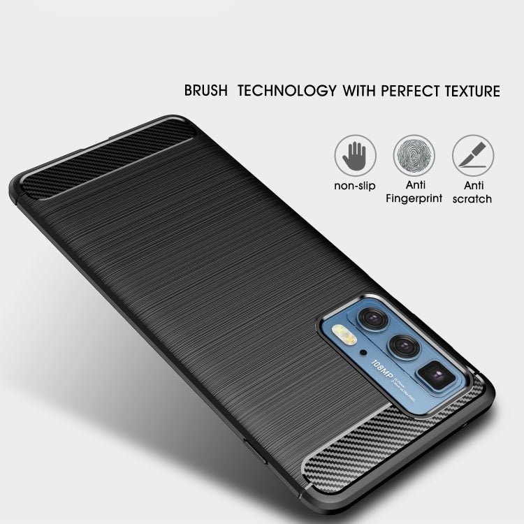 For Motorola Moto Edge 20 Pro Brushed Texture Carbon Fiber TPU Case(Black) - Motorola Cases by buy2fix | Online Shopping UK | buy2fix