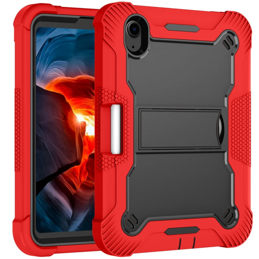 For iPad mini 2024 / mini 6 Silicone + PC Shockproof Protective Tablet Case with Holder(Red + Black) by buy2fix
