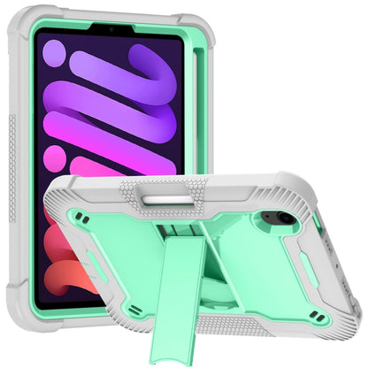 For iPad mini 6 Silicone + PC Shockproof Protective Tablet Case with Holder(Gray + Green) - iPad mini 6 Cases by buy2fix | Online Shopping UK | buy2fix