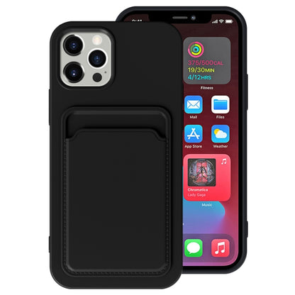 For iPhone 13 mini TPU + Flannel Lining Shockproof Case with Card Slots (Black) - iPhone 13 mini Cases by buy2fix | Online Shopping UK | buy2fix