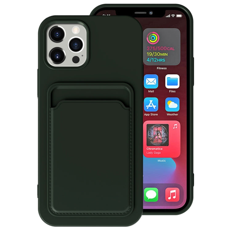 For iPhone 13 mini TPU + Flannel Lining Shockproof Case with Card Slots (Dark Green) - iPhone 13 mini Cases by buy2fix | Online Shopping UK | buy2fix