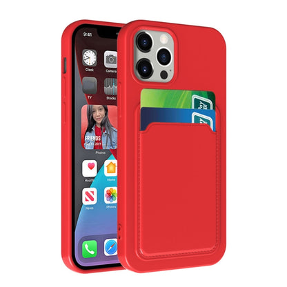 For iPhone 13 mini TPU + Flannel Lining Shockproof Case with Card Slots (Pink Orange) - iPhone 13 mini Cases by buy2fix | Online Shopping UK | buy2fix