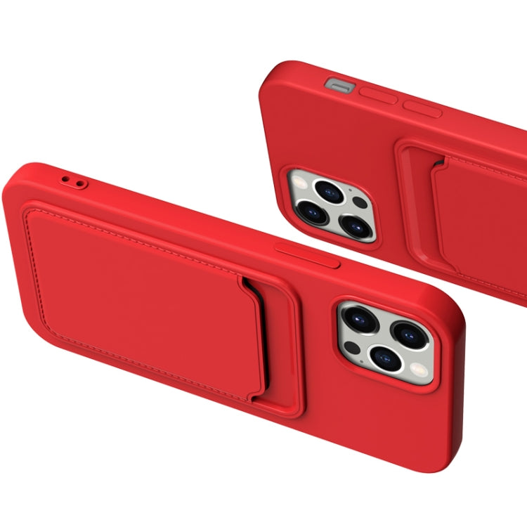 For iPhone 13 mini TPU + Flannel Lining Shockproof Case with Card Slots (Red) - iPhone 13 mini Cases by buy2fix | Online Shopping UK | buy2fix