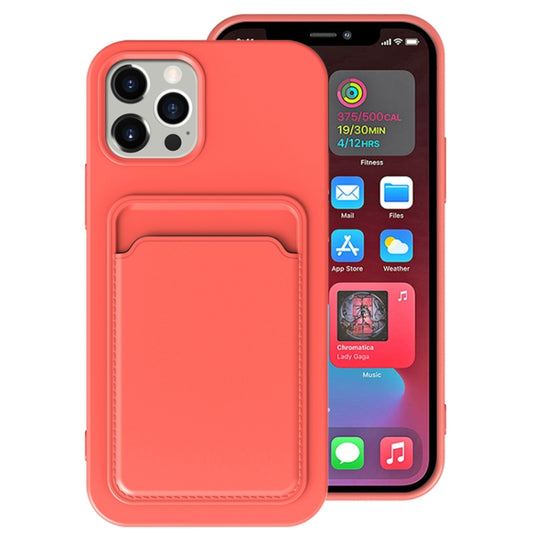 For iPhone 13 TPU + Flannel Lining Shockproof Case with Card Slots(Pink Orange) - iPhone 13 Cases by buy2fix | Online Shopping UK | buy2fix