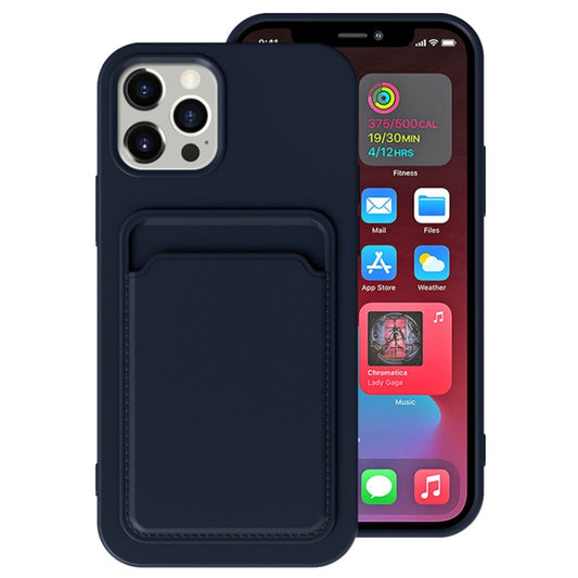 For iPhone 13 Pro Max TPU + Flannel Lining Shockproof Case with Card Slots (Blue) - iPhone 13 Pro Max Cases by buy2fix | Online Shopping UK | buy2fix