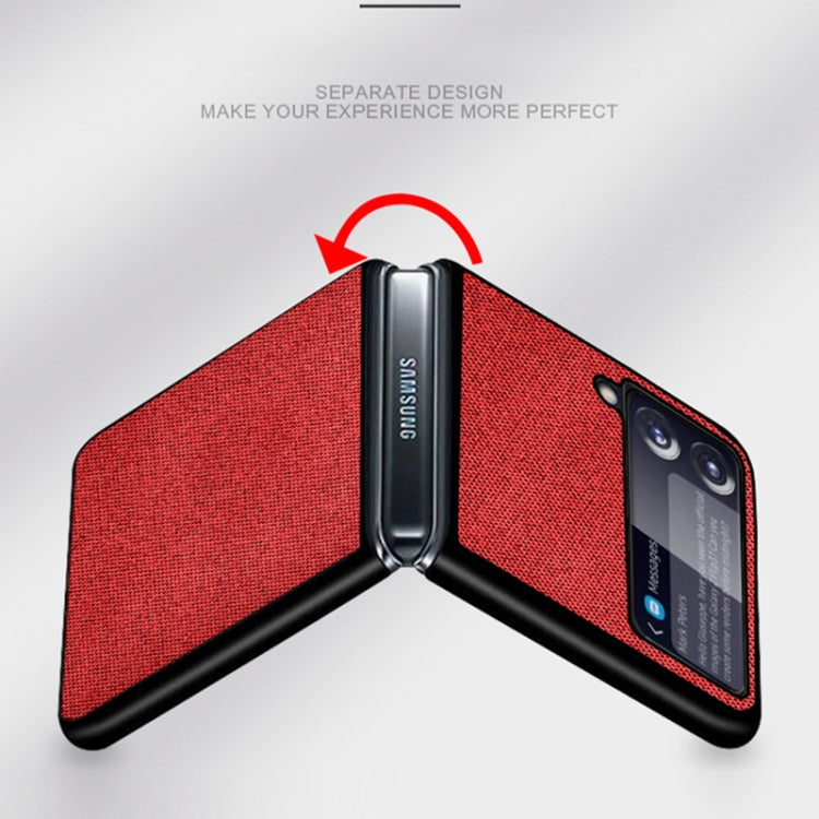 For Samsung Galaxy Z Flip3 5G Sea Sand Cloth Texture Shockproof PC+ TPU Protective Case(Red) by buy2fix
