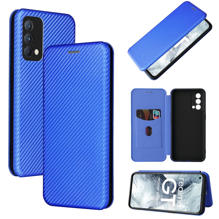 Carbon Fiber Texture Horizontal Flip TPU + PC + PU Leather Case with Card Slot For OPPO Realme GT Master(Blue) by buy2fix